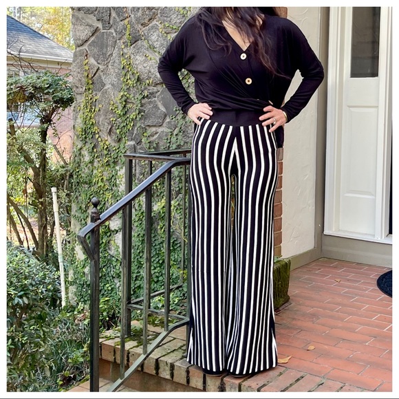 Fabulous viscose blend wide leg striped pants - Picture 5 of 5